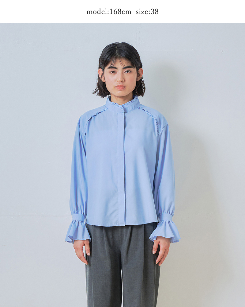 whyto(�z���C�g)�X�^���h�t�����J���[�u���E�X�gstandfrillcollarblouse�hwht26hbl4090