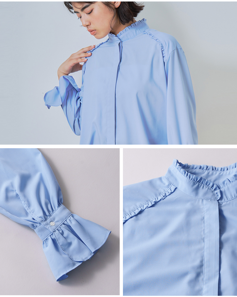 whyto(�z���C�g)�X�^���h�t�����J���[�u���E�X�gstandfrillcollarblouse�hwht26hbl4090