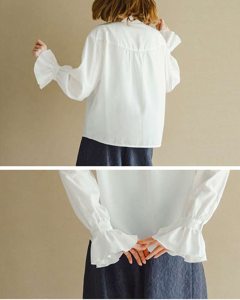 whyto(�z���C�g)�X�^���h�t�����J���[�u���E�X�gstandfrillcollarblouse�hwht26hbl4090