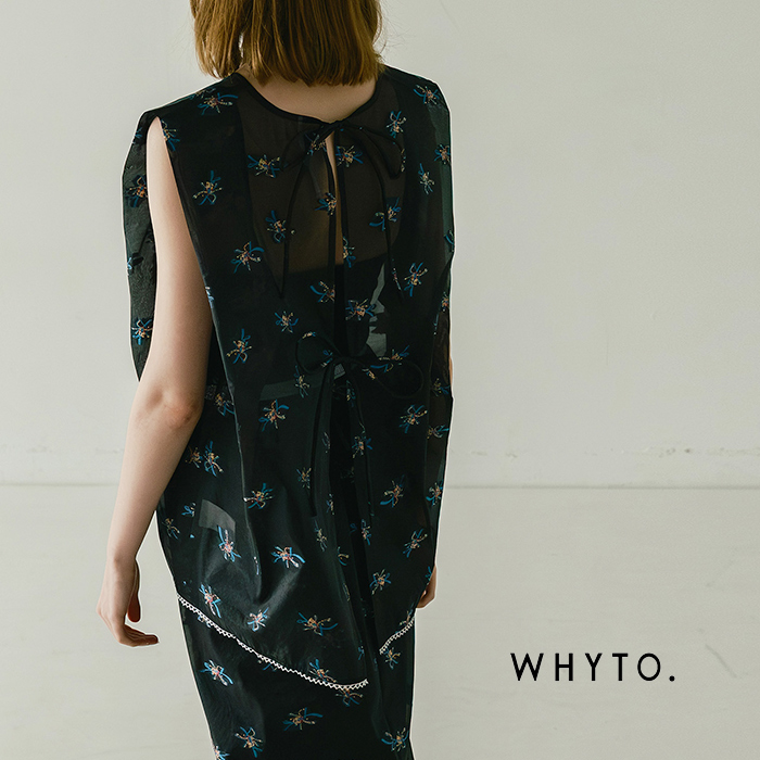 whyto(�z���C�g)�}���x���[�V���N�o�b�N�I�[�v���V�A�[�t�����[�u���E�X�gbackopensheerflowerblouse�hwht26hbl4091
