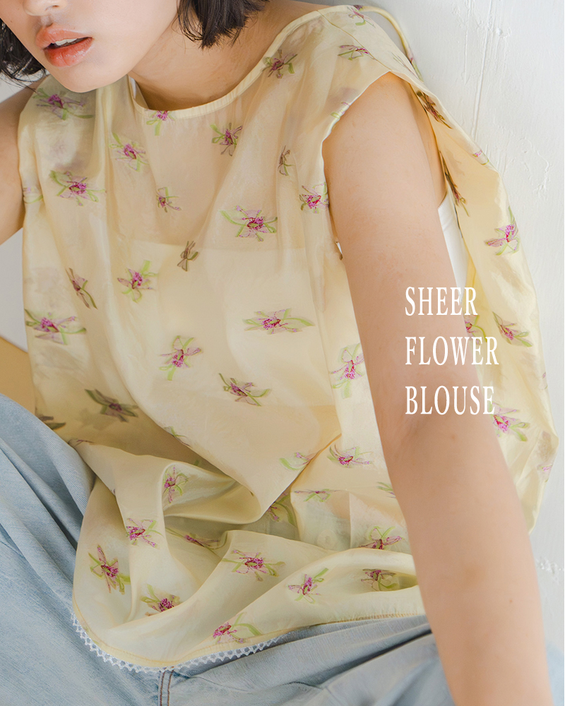 whyto(�z���C�g)�}���x���[�V���N�o�b�N�I�[�v���V�A�[�t�����[�u���E�X�gbackopensheerflowerblouse�hwht26hbl4091