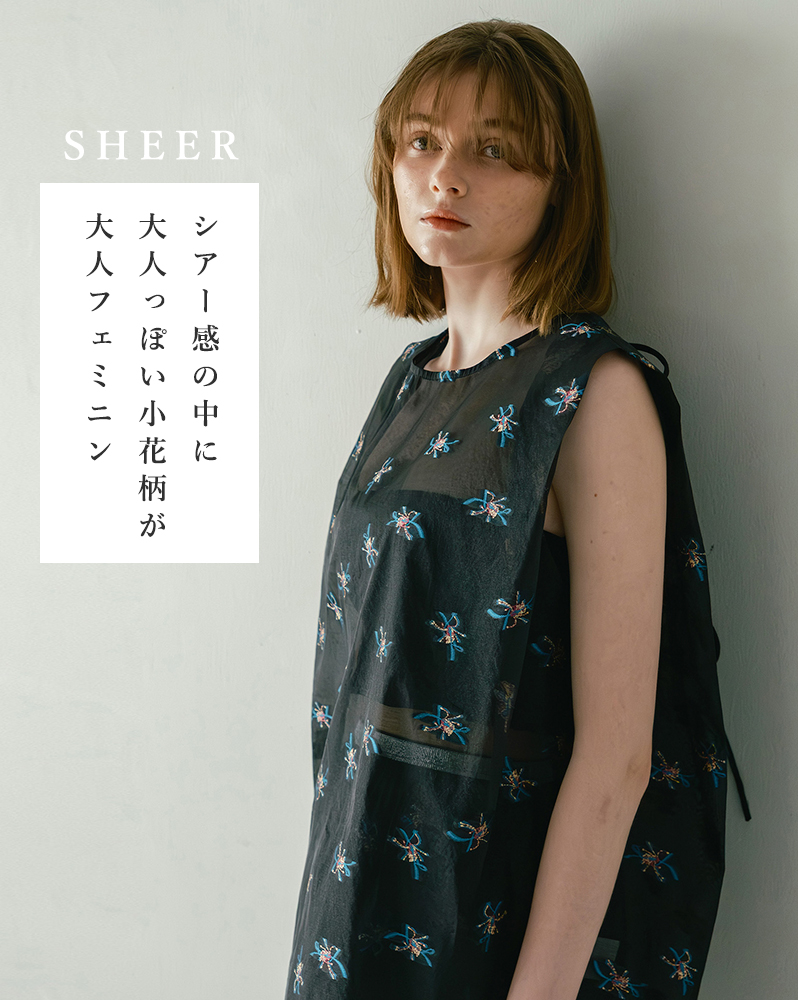 whyto(�z���C�g)�}���x���[�V���N�o�b�N�I�[�v���V�A�[�t�����[�u���E�X�gbackopensheerflowerblouse�hwht26hbl4091