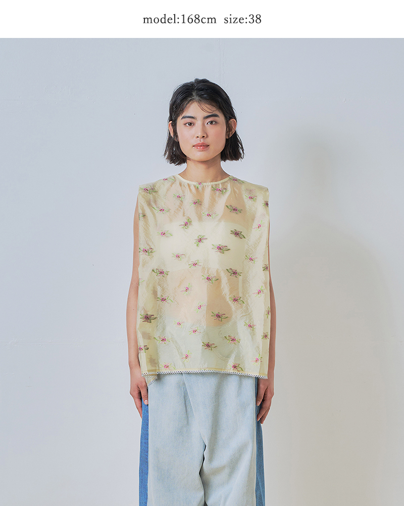 whyto(�z���C�g)�}���x���[�V���N�o�b�N�I�[�v���V�A�[�t�����[�u���E�X�gbackopensheerflowerblouse�hwht26hbl4091