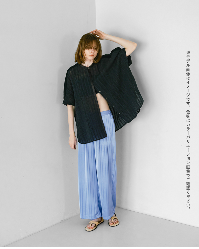 whyto(�z���C�g)�X�g���C�v���C�h�X�N�G�A�u���E�X�gwidesquareblouse�hwht26hbl4096