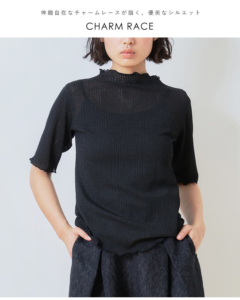 whyto(�z���C�g)�����E���b�N�l�b�N�V�A�[���[�X�u���E�X�gsheerlaceblouse�hwht26hbl4097