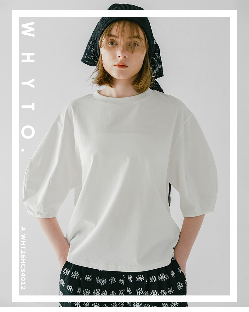 whyto(ホワイト)コットンカーブスリーブTシャツ“curvesleevetee”wht26hcs4012