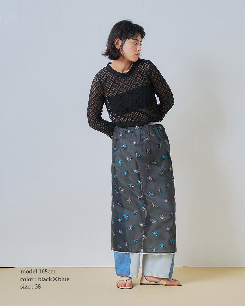 whyto(�z���C�g)�}���x���[�V���N�V�A�[�t�����[�X�J�[�g�gsheerflowerskirt�hwht26hsk4031