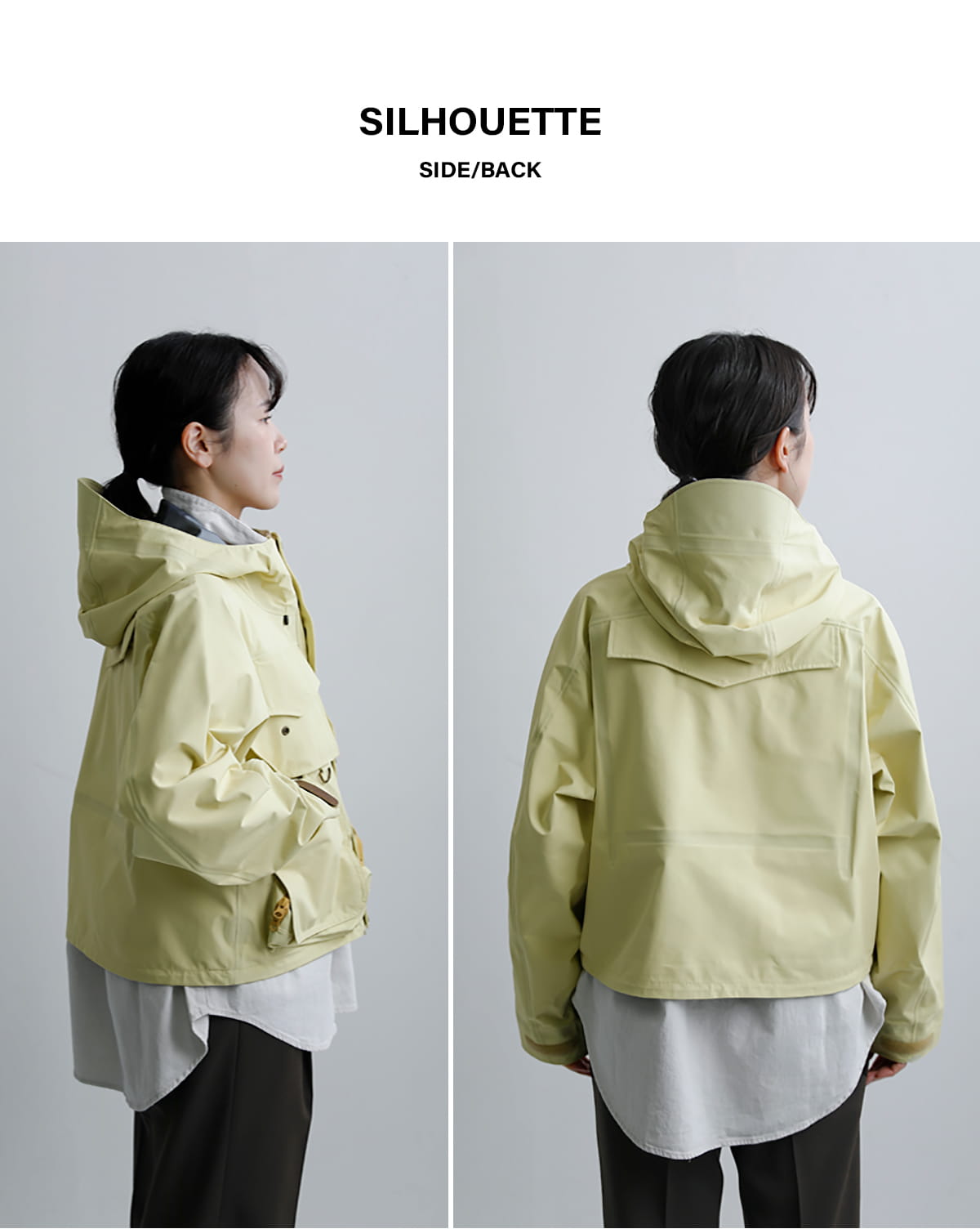 >
<p>ゆとりのあるボックスシルエット。ボリュームがありながらも、ハリのある素材感で野暮ったく見えずタウンにも馴染みます。やや短めの丈感でレイヤードスタイルが楽しめます。ボリュームのあるボトムスとも相性抜群。
</p>
<img src=