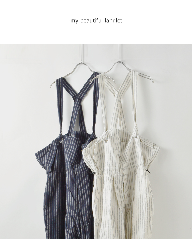 my beautiful landlet(マイ ビューティフル ランドレット)ストライプカールヤーンサロペットwm01-ob2610103