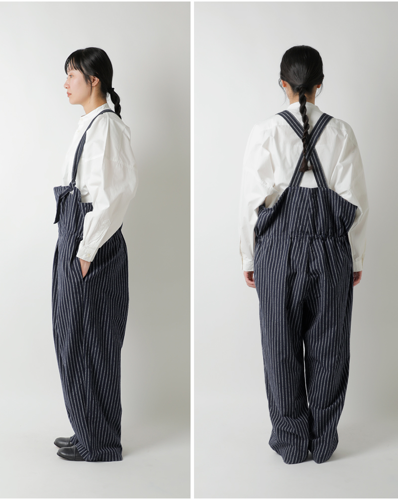 my beautiful landlet(マイ ビューティフル ランドレット)ストライプカールヤーンサロペットwm01-ob2610103