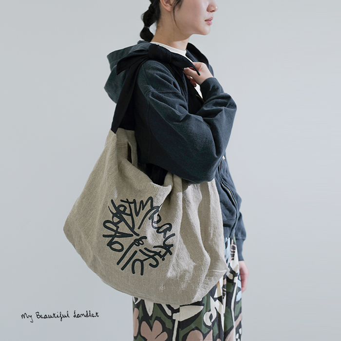 my beautiful landlet(マイ ビューティフル ランドレット)セミウェットリネンショルダーバッグwm02-ac2610205