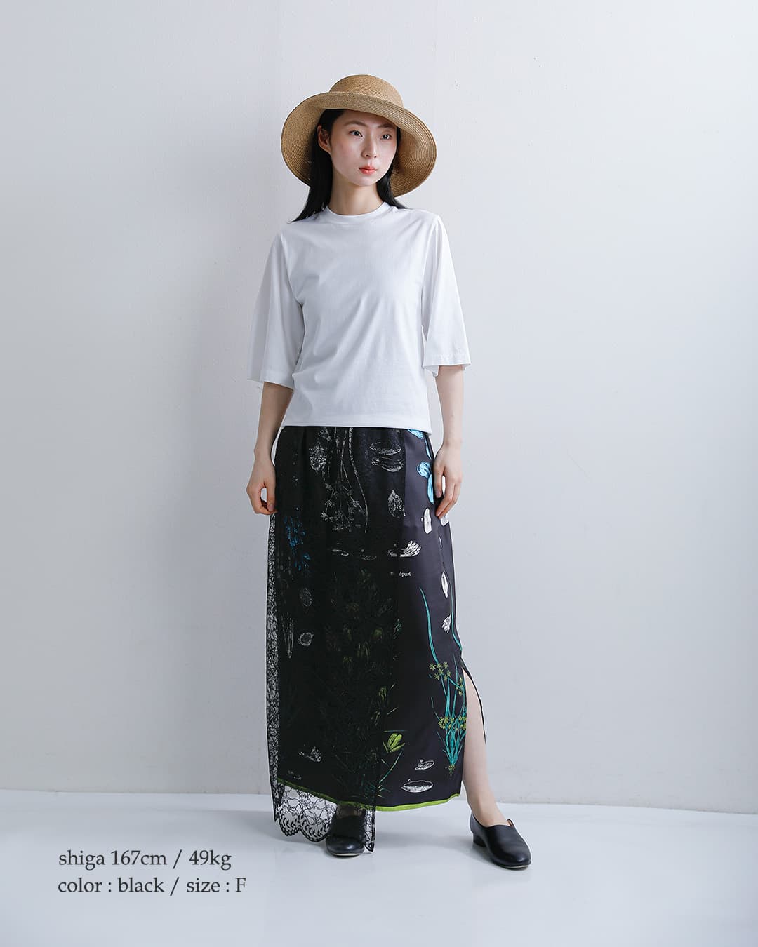 manipuriシルク レース ボタニカル ラップ風 スカート wrap-skirt