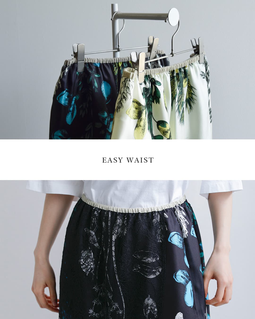 manipuriシルク レース ボタニカル ラップ風 スカート wrap-skirt