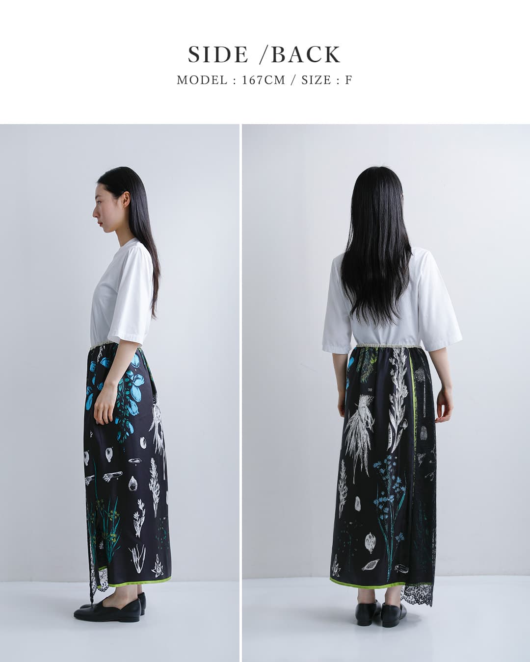 manipuriシルク レース ボタニカル ラップ風 スカート wrap-skirt
