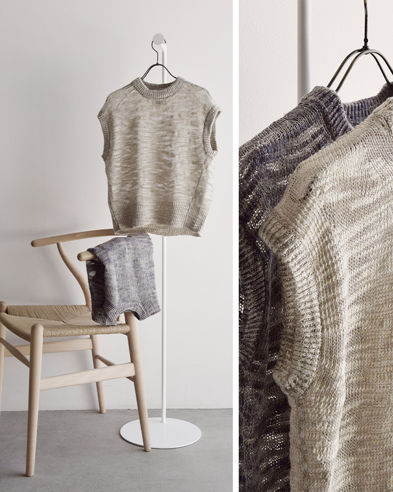 unfil(アンフィル)リネン シルク メランジ スラブヤーン ベスト “linen ＆ silk melange slub yarn vest” wxsp-uw102