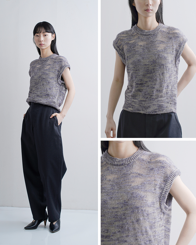 unfil(アンフィル)リネン シルク メランジ スラブヤーン ベスト “linen ＆ silk melange slub yarn vest” wxsp-uw102