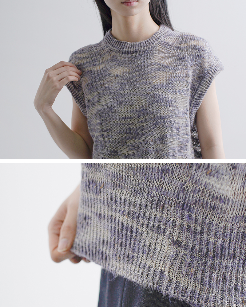 unfil(アンフィル)リネン シルク メランジ スラブヤーン ベスト “linen ＆ silk melange slub yarn vest” wxsp-uw102