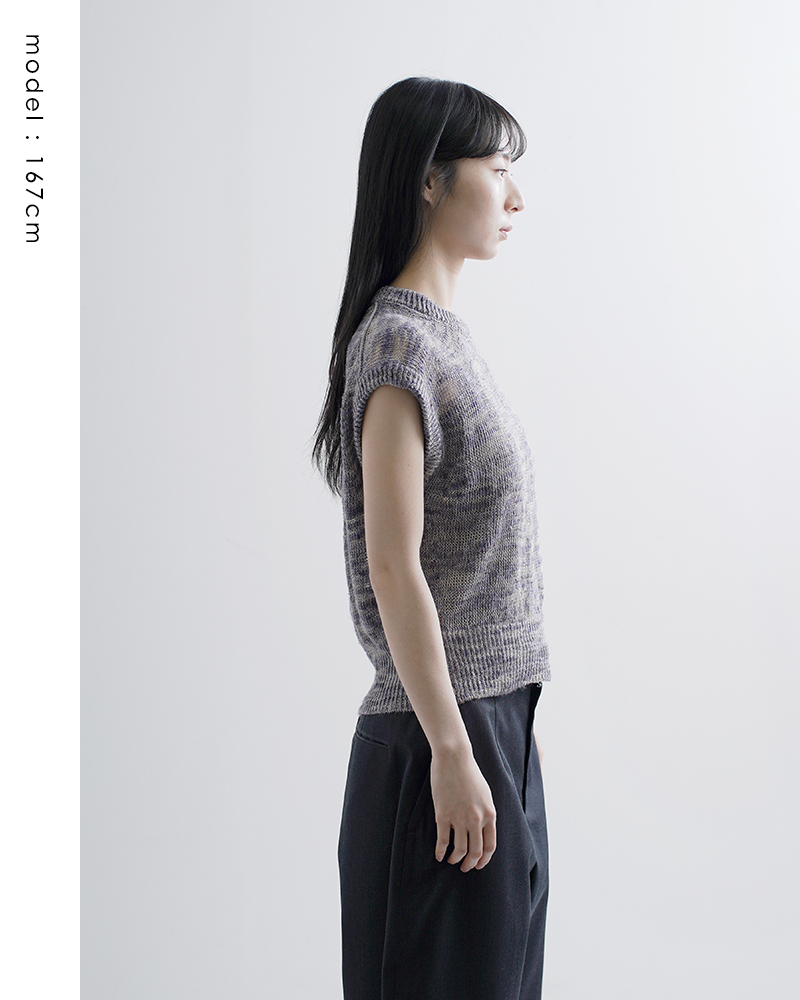 unfil(アンフィル)リネン シルク メランジ スラブヤーン ベスト “linen ＆ silk melange slub yarn vest” wxsp-uw102