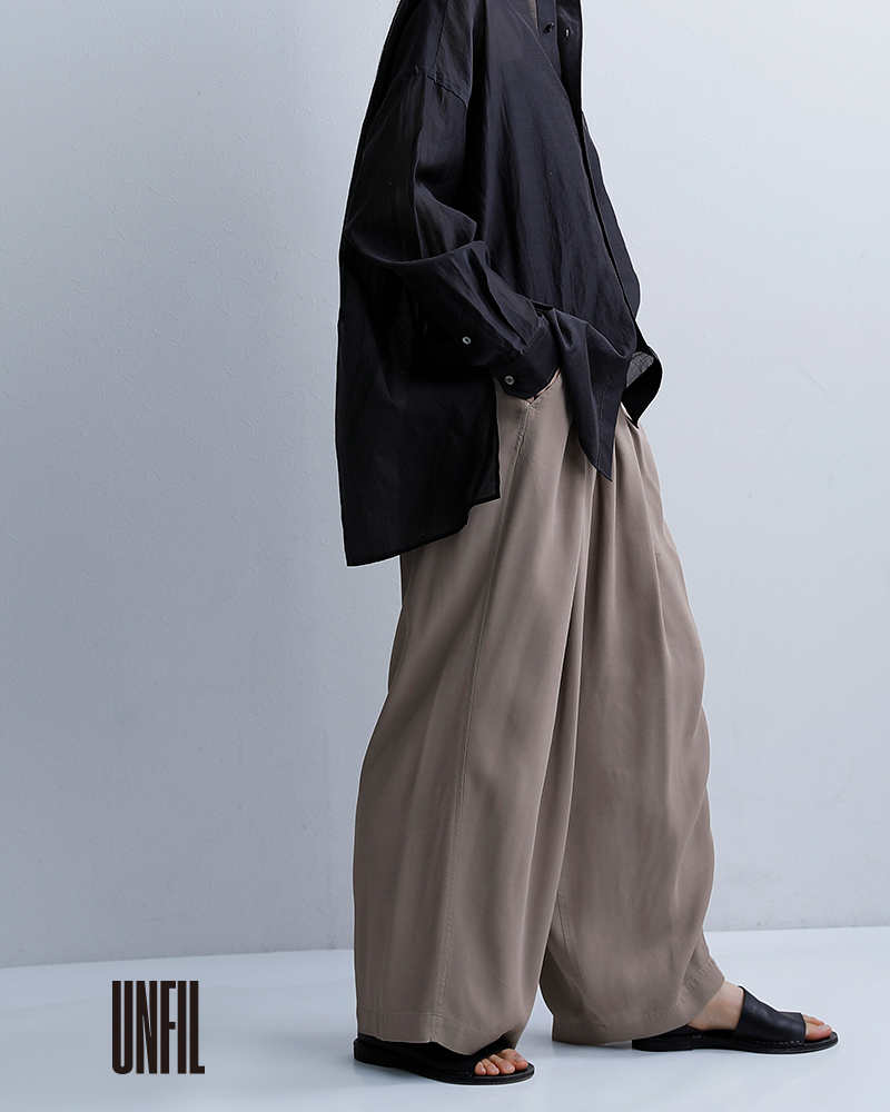 unfilビッグ イージー トラウザー パンツ “rayon gabardine pigment washed BIG easy trousers” wxsp-uw104
