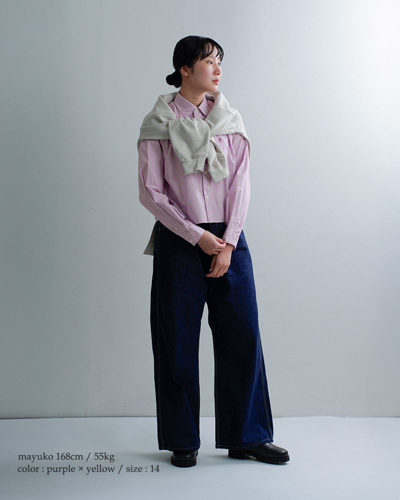 Gymphlex(ジムフレックス)コットンストライプショートボタンダウン長袖シャツgy-b0203mtsr