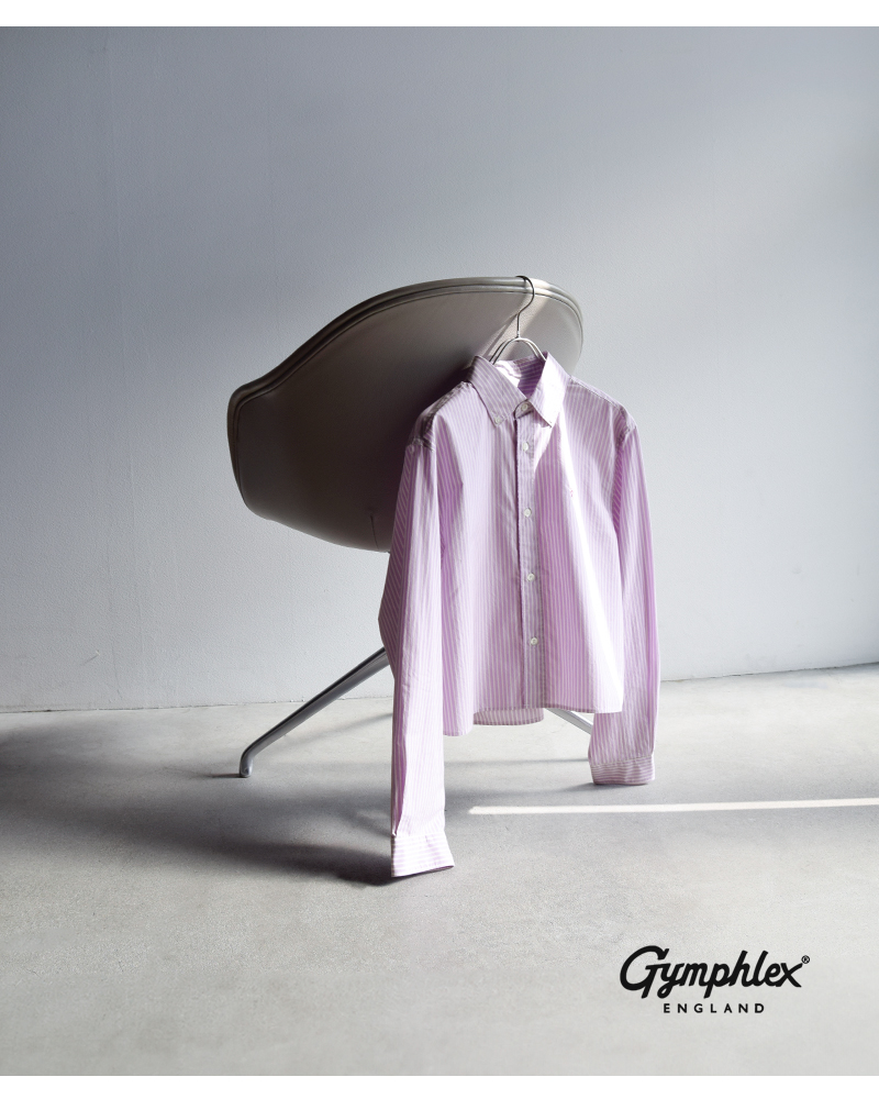 Gymphlex(ジムフレックス)コットンストライプショートボタンダウン長袖シャツgy-b0203mtsr