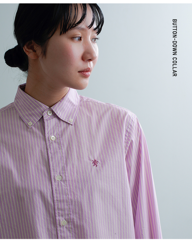 Gymphlex(ジムフレックス)コットンストライプショートボタンダウン長袖シャツgy-b0203mtsr