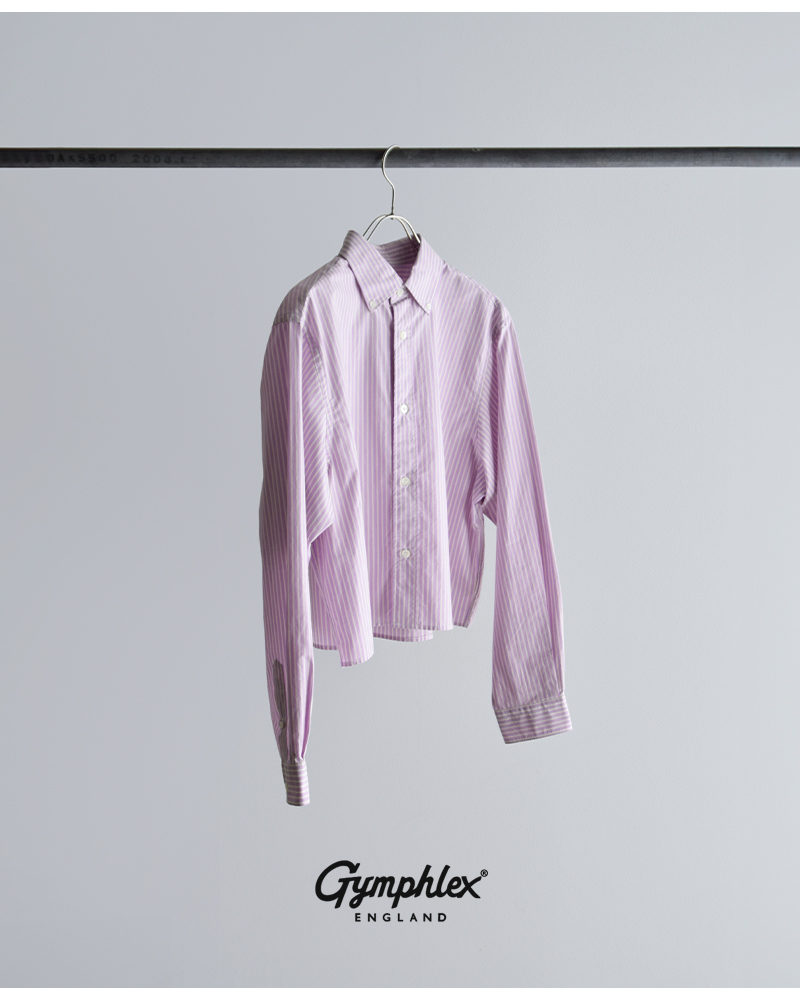 Gymphlex(ジムフレックス)コットンストライプショートボタンダウン長袖シャツgy-b0203mtsr
