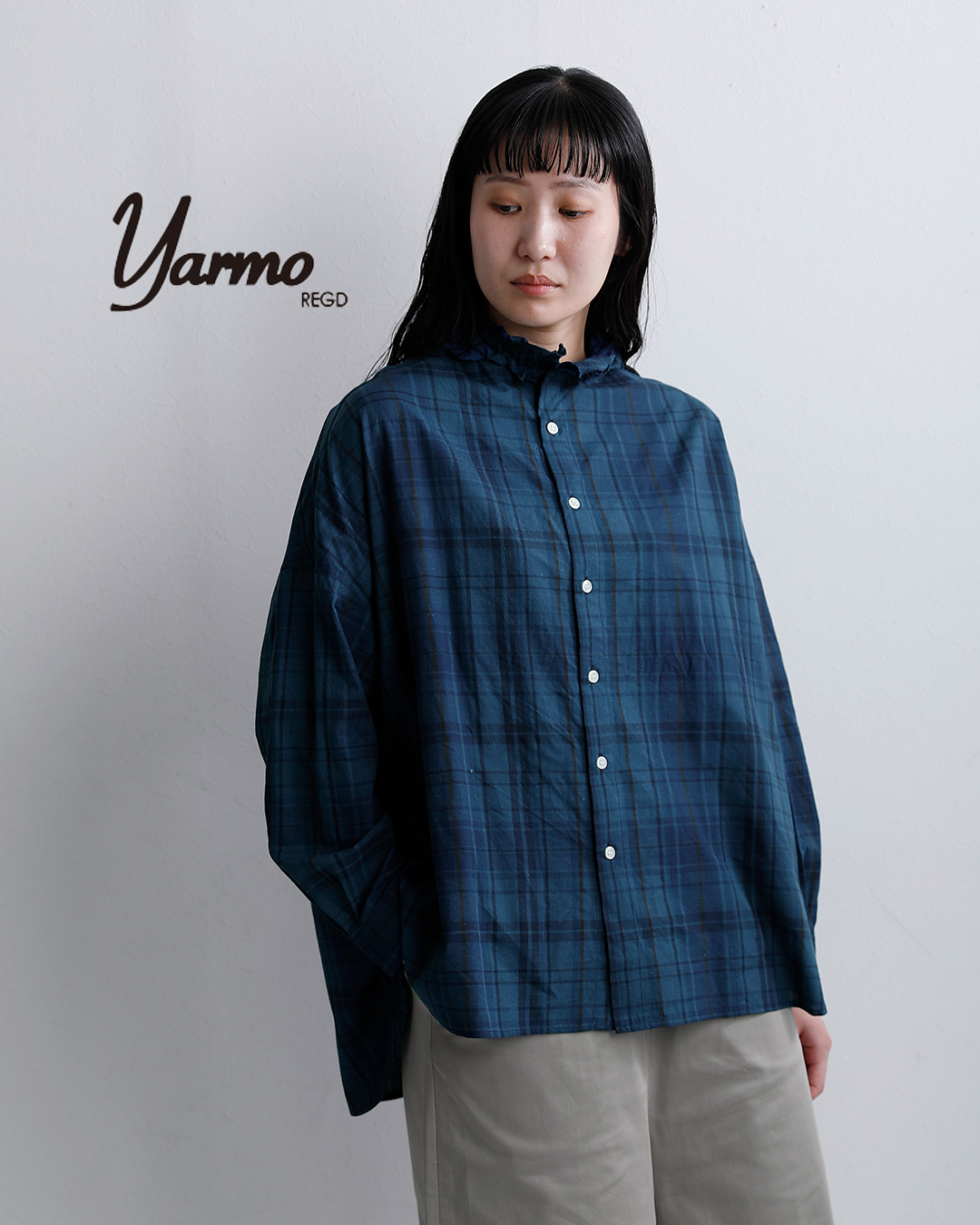 Yarmoコットン フリル シャツ yar-26ss-s28