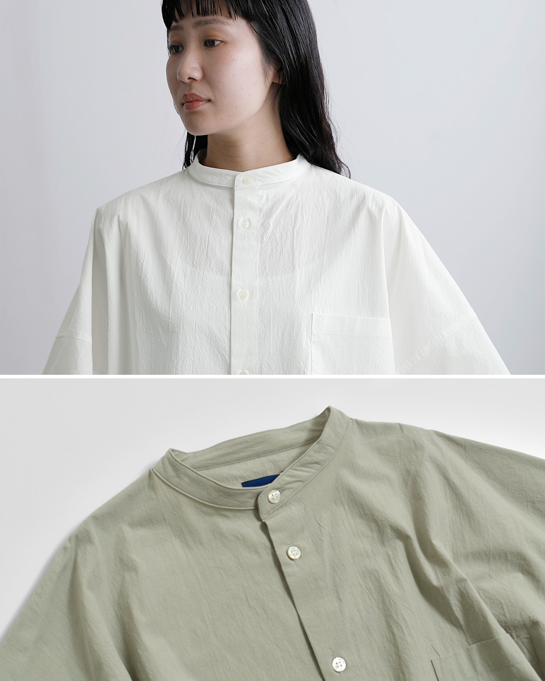 Yarmoコットン ロールアップ スリーブ ボクシー シャツ yar-26ss-s29