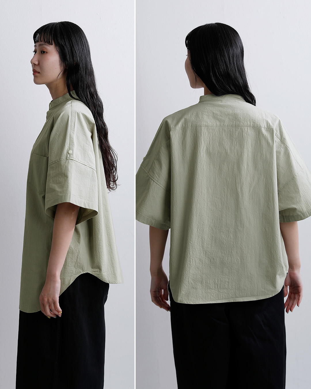 Yarmoコットン ロールアップ スリーブ ボクシー シャツ yar-26ss-s29