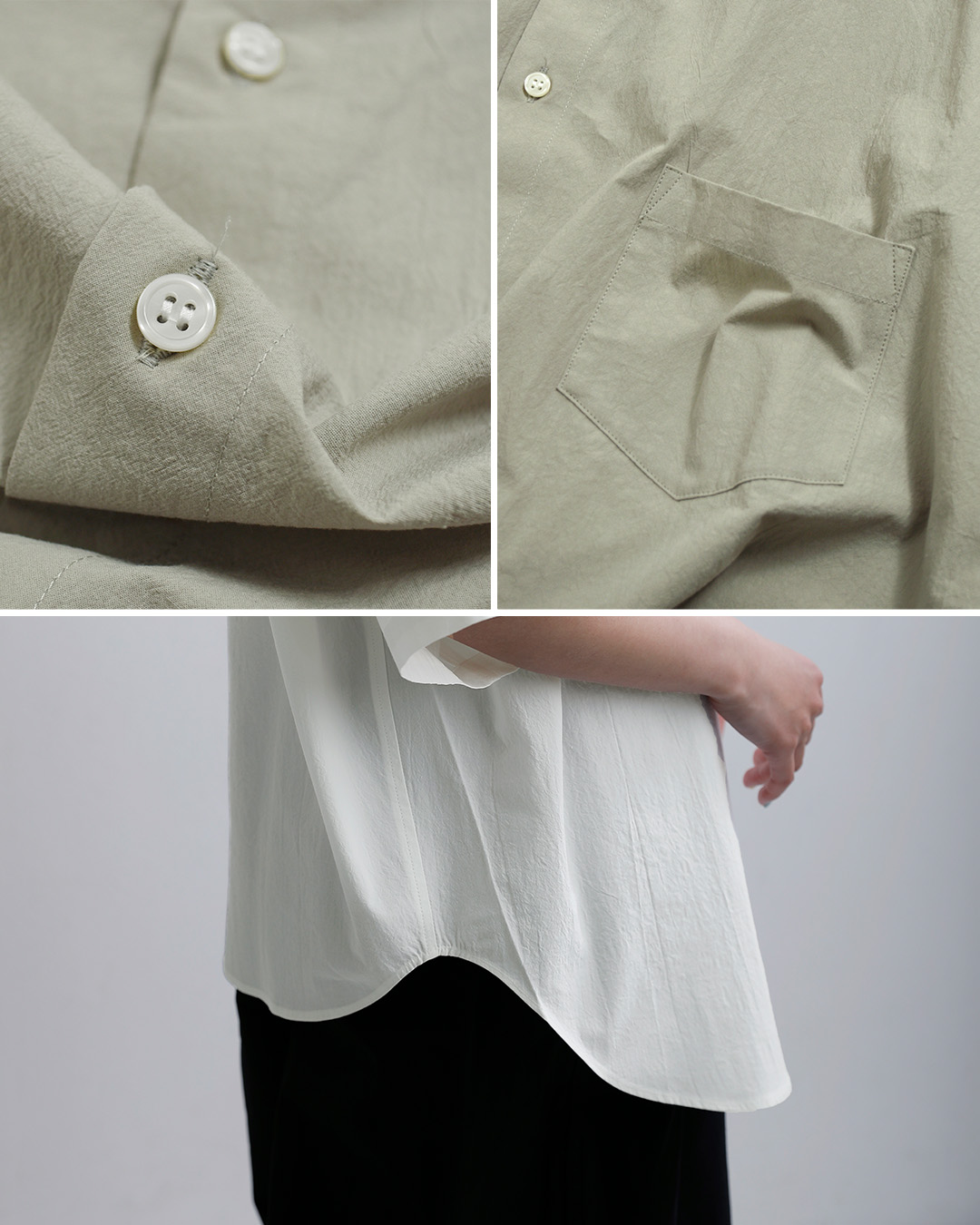 Yarmoコットン ロールアップ スリーブ ボクシー シャツ yar-26ss-s29