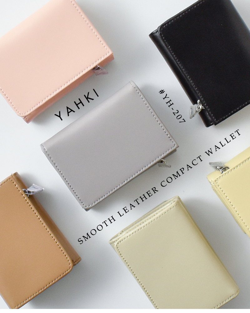 YAHKI(ヤーキ)スムースレザーコンパクト三つ折りウォレットyh-207