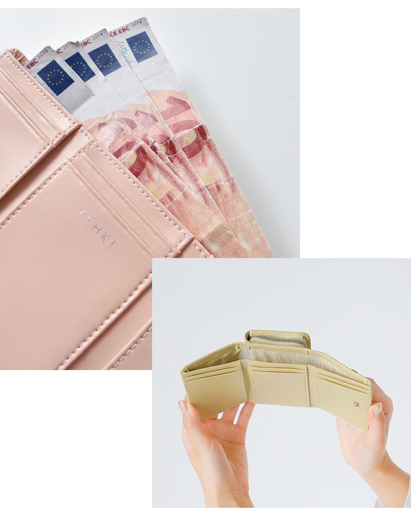 YAHKI(ヤーキ)スムースレザーコンパクト三つ折りウォレットyh-207