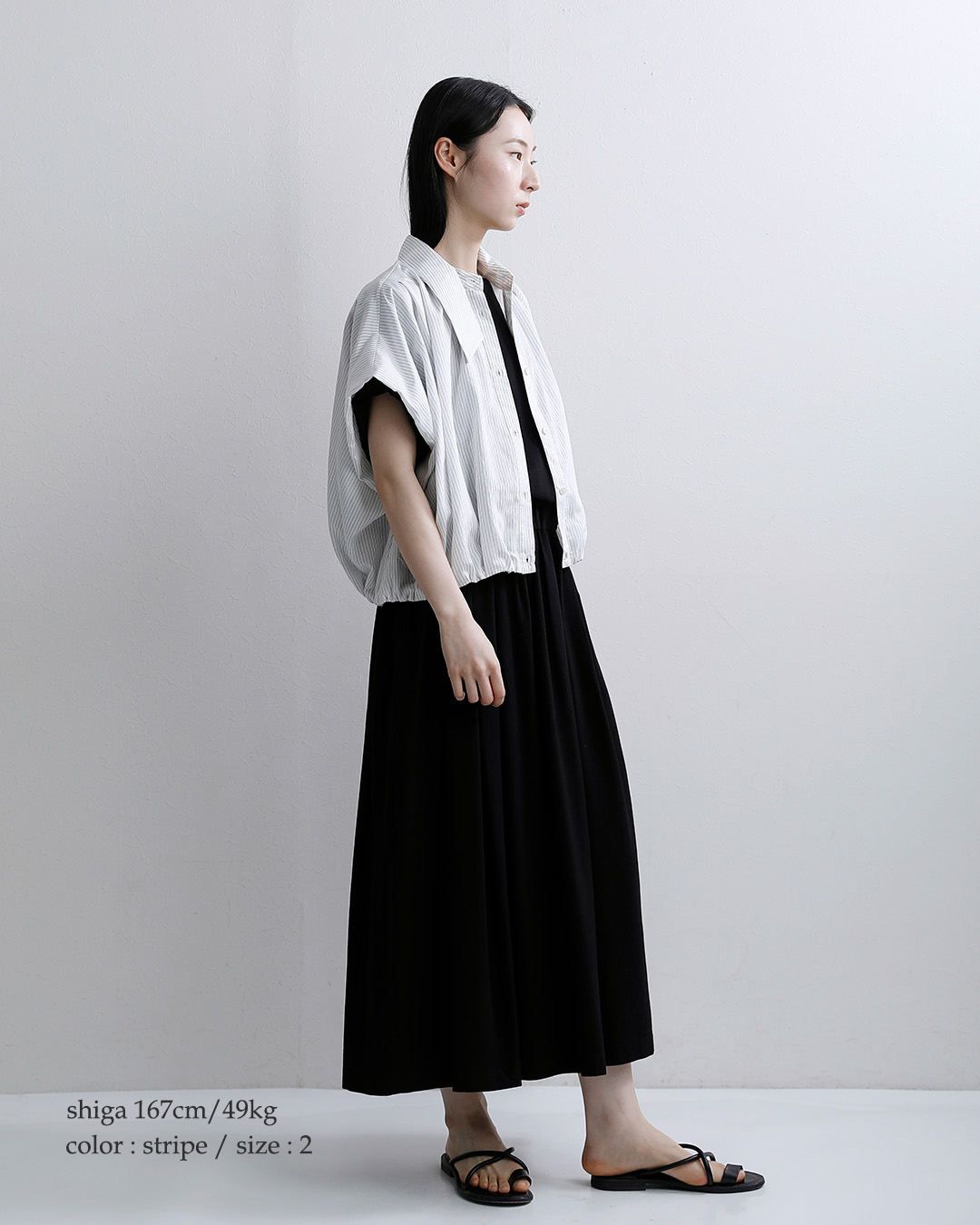 MARECHAL TERREアシンメトリーカラー ワイド タック シャツ zmt262bl111