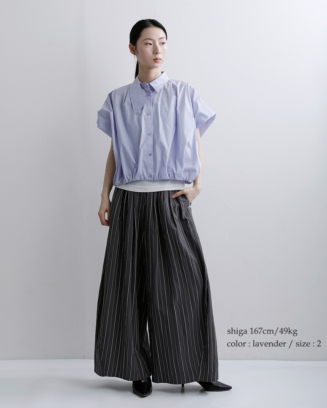 MARECHAL TERREアシンメトリーカラー ワイド タック シャツ zmt262bl111