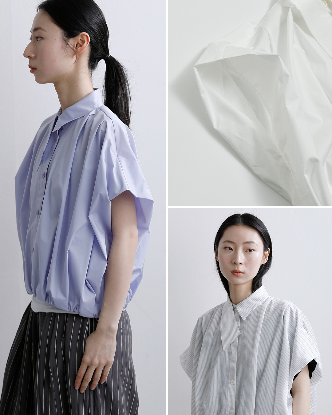 MARECHAL TERREアシンメトリーカラー ワイド タック シャツ zmt262bl111