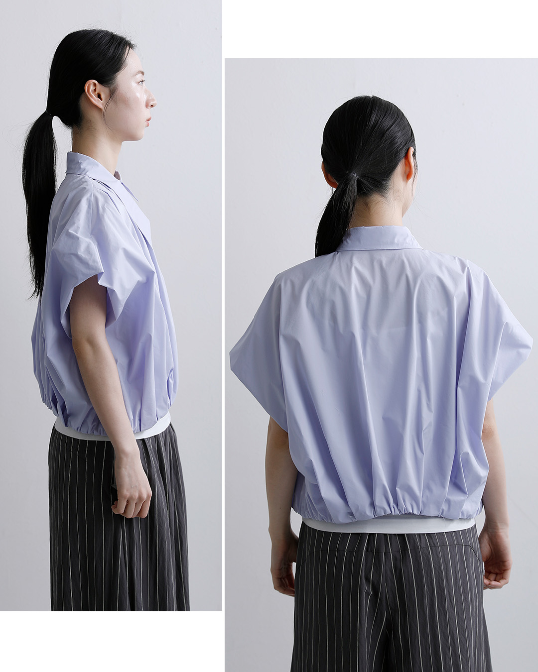 MARECHAL TERREアシンメトリーカラー ワイド タック シャツ zmt262bl111