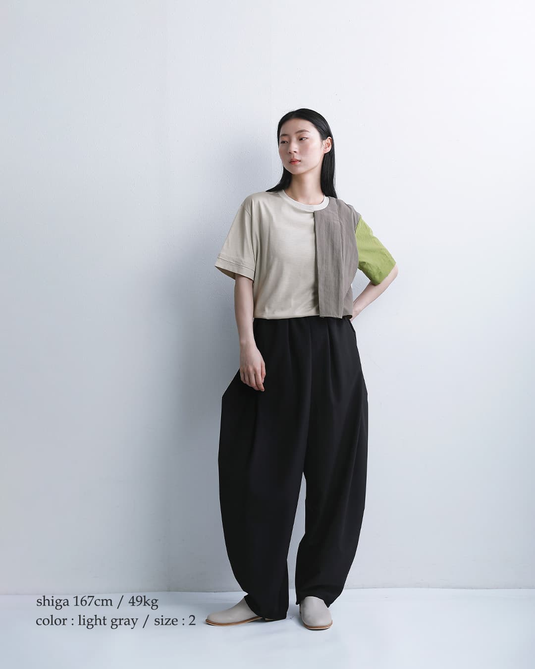 MARECHAL TERRE接触冷感 異素材コンビネーション Tシャツ zmt262ct138
