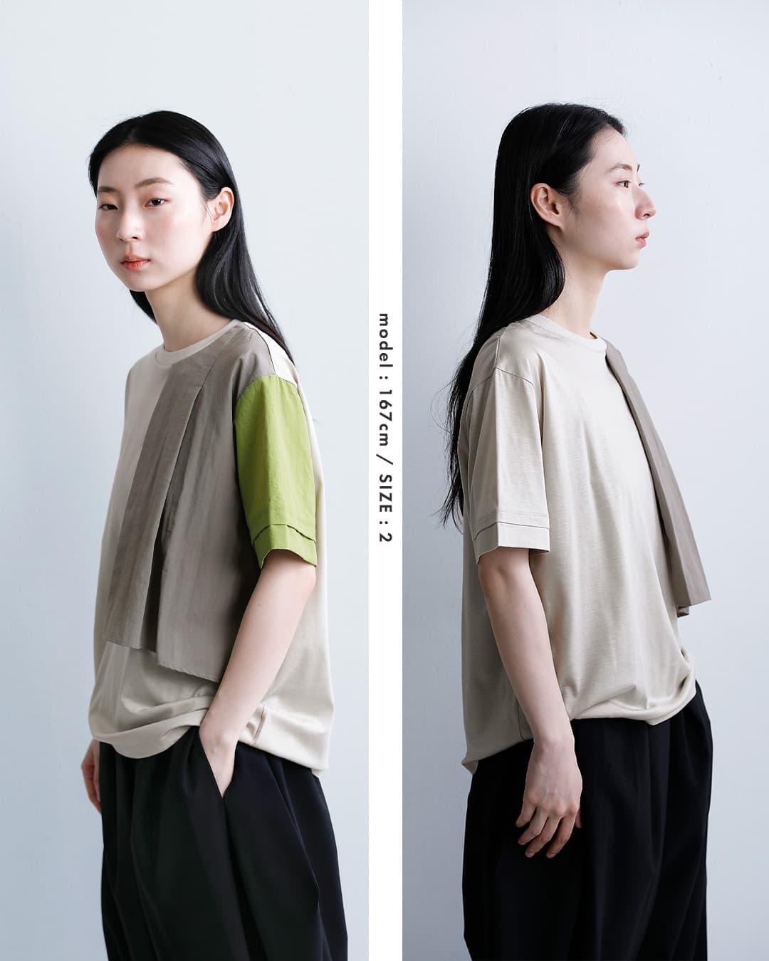 MARECHAL TERRE接触冷感 異素材コンビネーション Tシャツ zmt262ct138