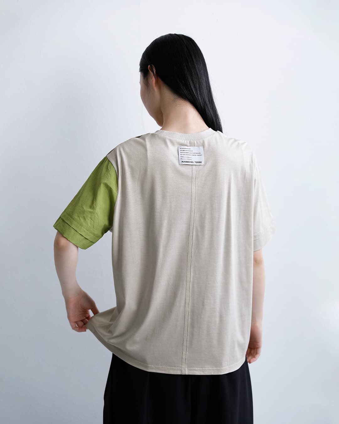 MARECHAL TERRE接触冷感 異素材コンビネーション Tシャツ zmt262ct138