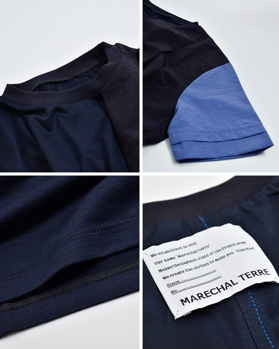 MARECHAL TERRE接触冷感 異素材コンビネーション Tシャツ zmt262ct138