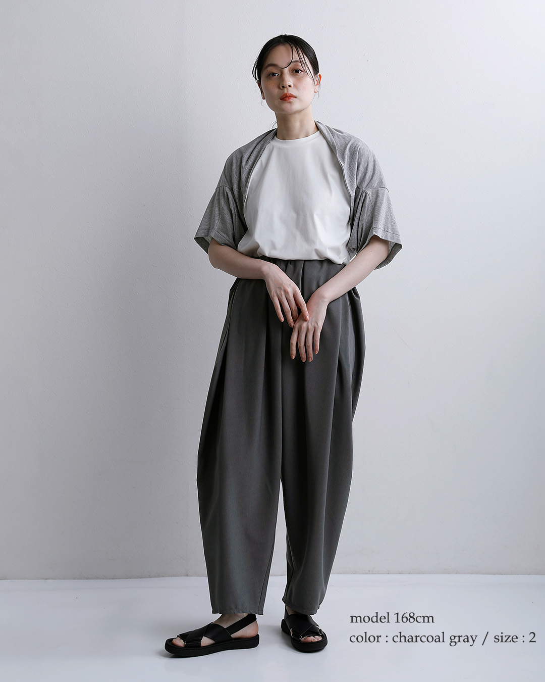 MARECHAL TERRE接触冷感 ワイド コクーン ギャザー イージーパンツ zmt262pt137