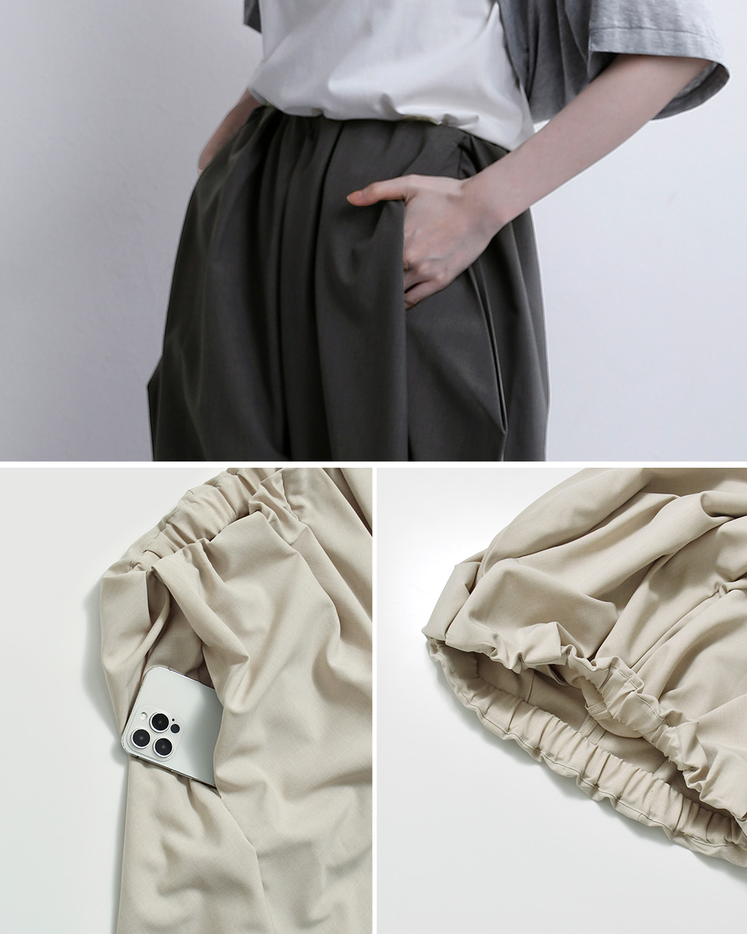 MARECHAL TERRE接触冷感 ワイド コクーン ギャザー イージーパンツ zmt262pt137