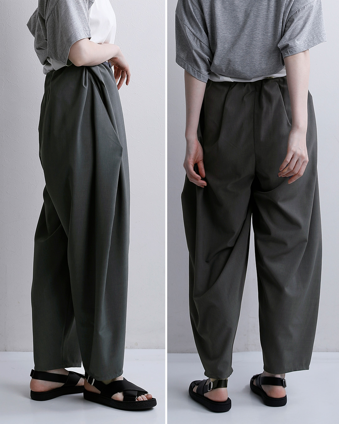 MARECHAL TERRE接触冷感 ワイド コクーン ギャザー イージーパンツ zmt262pt137